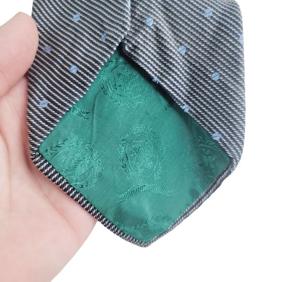 TOMMY HILFIGER Gray Baby Blue Pin Stripe Business Casual Career Men's Tie - Picture 2 of 5